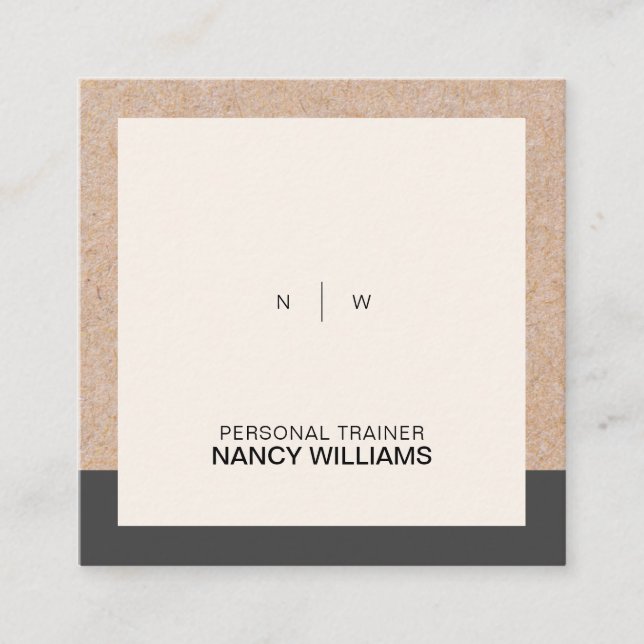 Kraft Printed Minimalist Clean Layout Modern Square Business Card (Front)