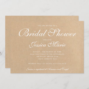 Kraft Recycled Paper Bridal Shower Invitation