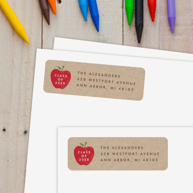 Kraft Red Apple Preschool Graduation Address Label (Creator Uploaded)