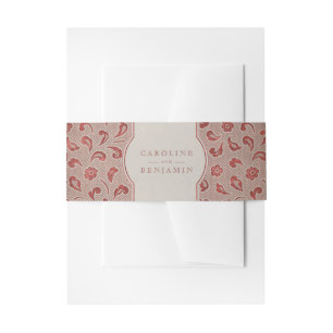 Kraft red Lace rustic country wedding Invitation Belly Band