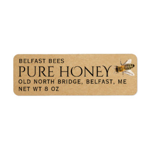 Kraft Return Address Honey Label with Bee