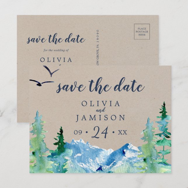 Kraft Rocky Mountain Save the Date Carte postale (Devant / Derrière)