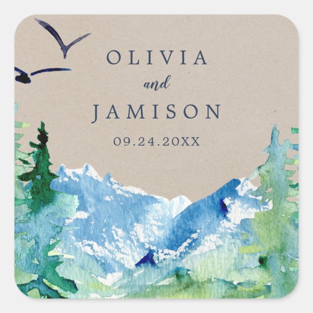 Kraft Rocky Mountain Wedding Envelope Seals (Front)