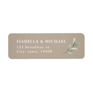 Kraft rustic greenery wedding return address