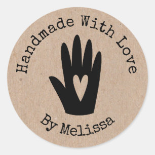 Kraft Rustic Handmade with love Classic Round Sticker