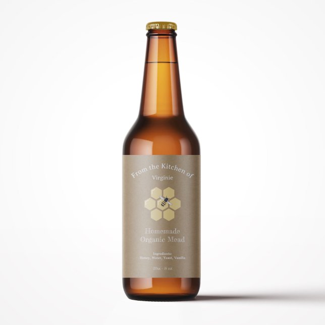 Kraft & Rustic Honey or Mead Bottle Label Sticker (Kraft & Rustic Honey or Mead Bottle Label Sticker)