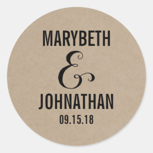 Kraft Rustic Modern We Do Script Wedding Sticker