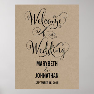 Kraft Rustic Modern We Do Wedding Welcome Poster