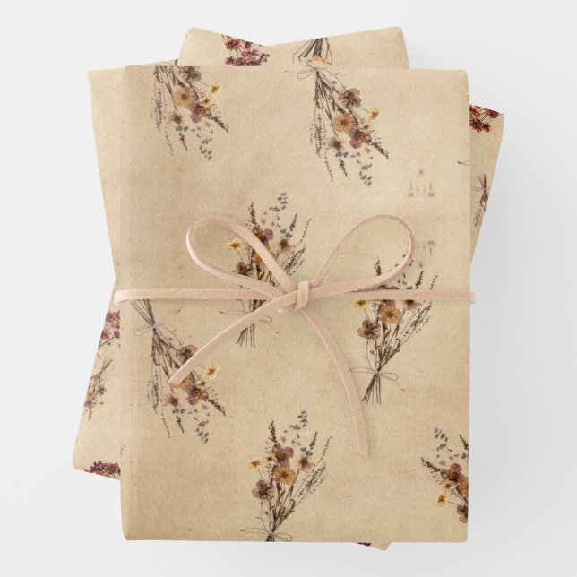 Kraft Rustic Press Paper Flowers (In situ)