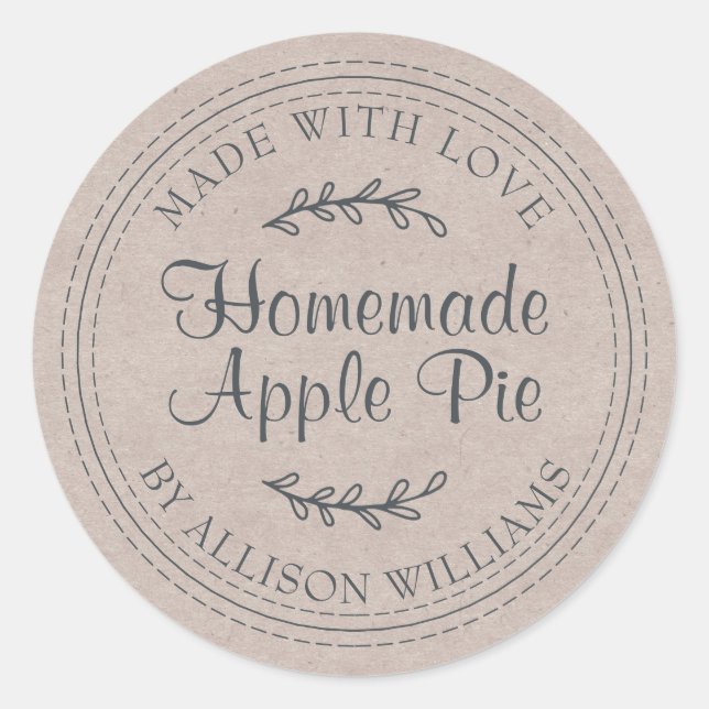 Kraft Rustic Script Apple Pie Food Label (Front)