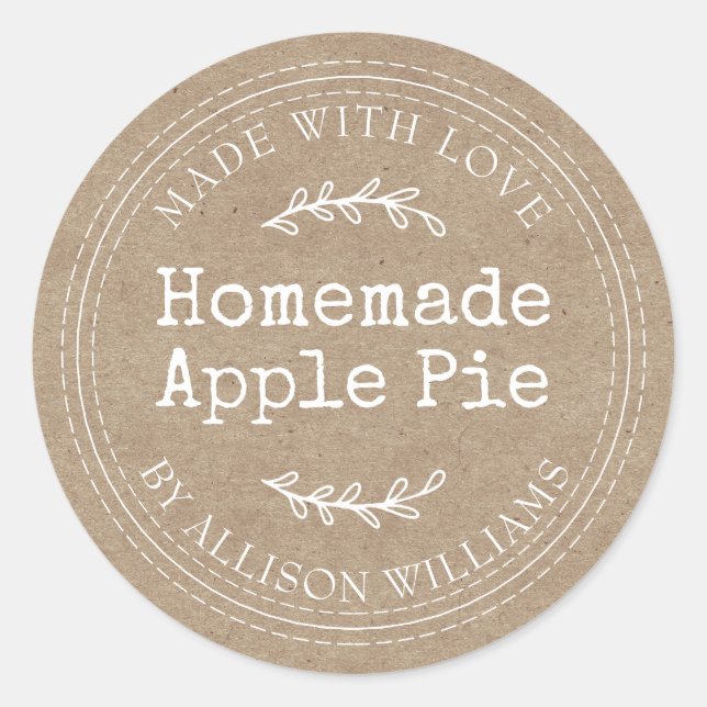 Kraft Rustic Script Apple Pie Food Label (Front)