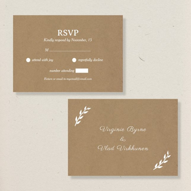 Kraft & Rustic Wedding RSVP Card (Creator Uploaded)