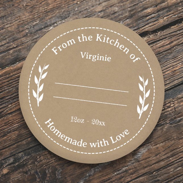 Kraft & Rustique fait maison avec Sticker Étiquett (Kraft & Rustic Homemade with Love Label Sticker)