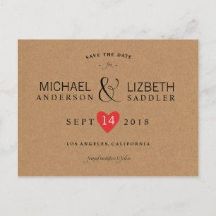 Kraft Save the Date, simple save the date Announcement Postcard