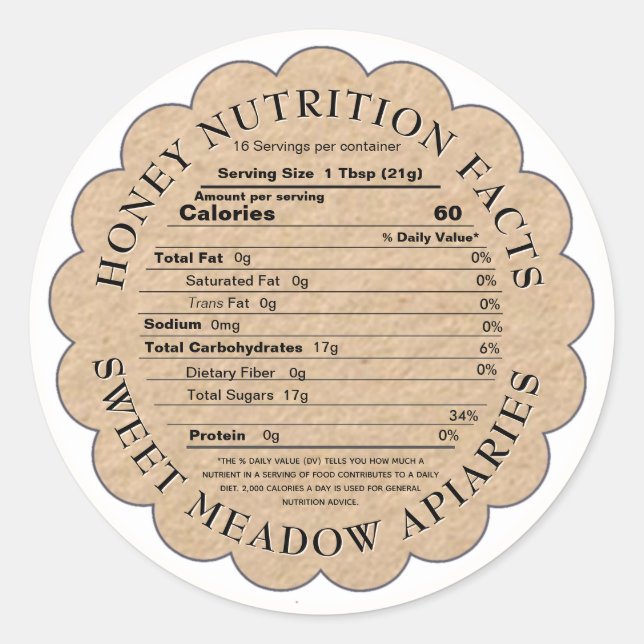 Kraft Scallop Honey FDA Nutrition Facts Label  (Front)