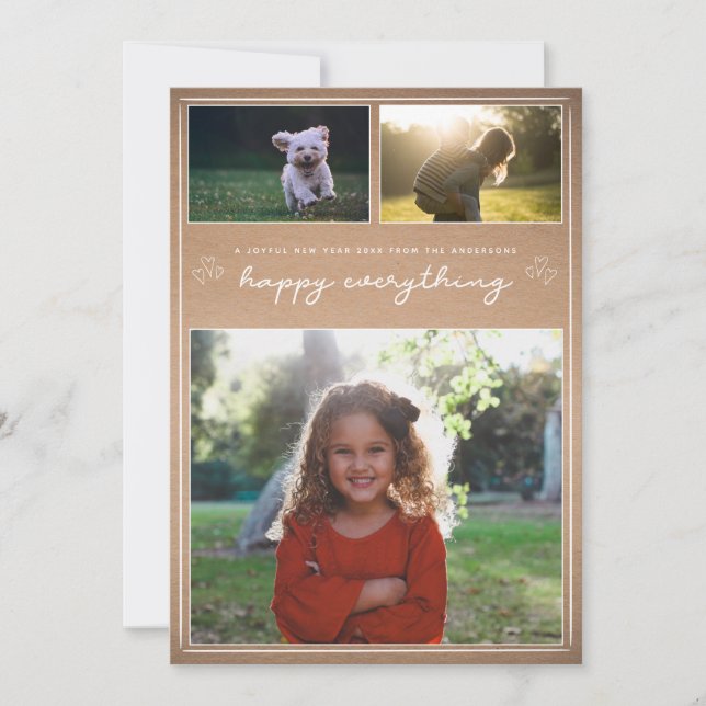 Kraft Script | Carte de Collage Photo Moderne pour (Devant)