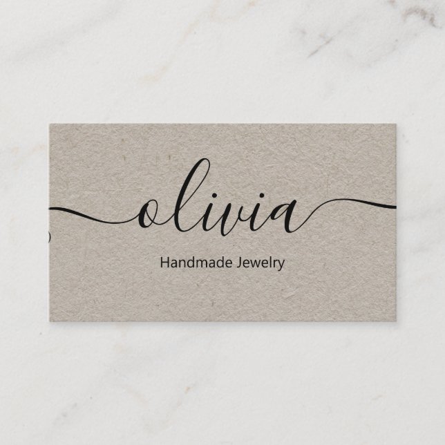 Kraft Signature Script Typography  Business Card (Front)