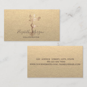 Kraft,Silouette Gold Confetti Yoga Instructor Business Card