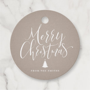 Kraft Simple Calligraphy Merry Christmas Favour Tags