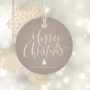 Kraft Simple Calligraphy Merry Christmas Favour Tags