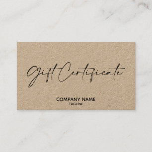 Kraft Simple & Modern Business Gift Certificate