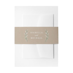 Kraft Simple rustic greenery wedding Invitation Belly Band