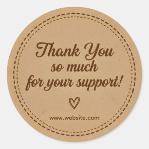 Kraft Stitch Thank You Business Sticker