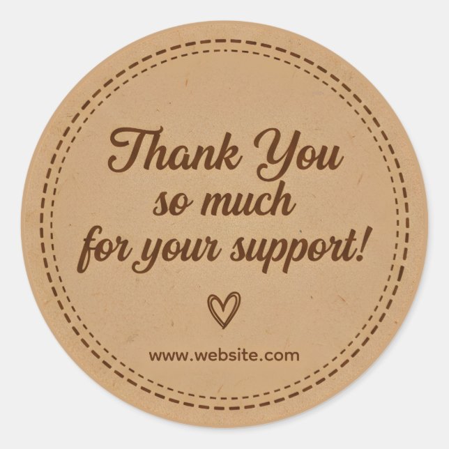 Kraft Stitch Thank You Business Sticker (Front)