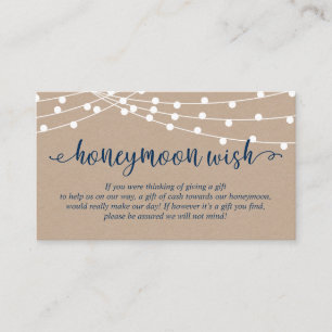 Kraft string lights, Navy Blue, Honeymoon Wish Enclosure Card