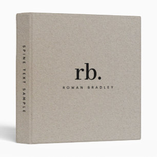 Kraft Style Rustic Minimal Monogram Binder