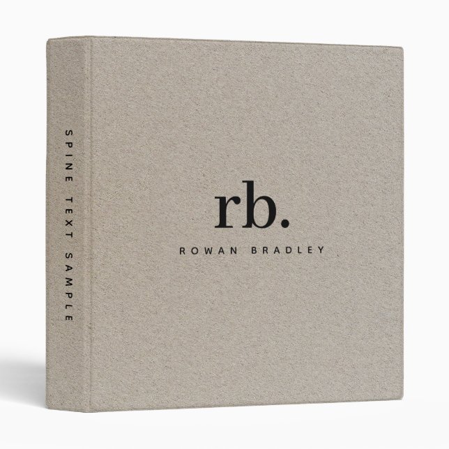 Kraft Style Rustic Minimal Monogram Binder (Front/Spine)