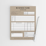 Kraft Style Simple Small Business Sales Invoice Letterhead<br><div class="desc">This modern,  elegant invoice template would be great for your business needs! Easily add all the necessary info by clicking on the "personalize" option.</div>