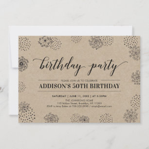 Kraft Stylish Modern 50th Adult Birthday Party Invitation