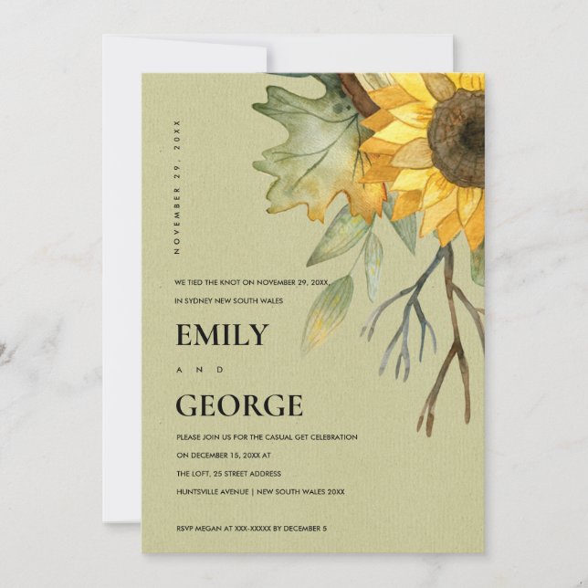 KRAFT SUNFLOWER FLORAL NOUS AVONS LIÉ LA CARTE DE  (Devant)
