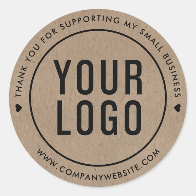 Kraft Thank You For Supporting My Small Business Classic Round Sticker (Front)