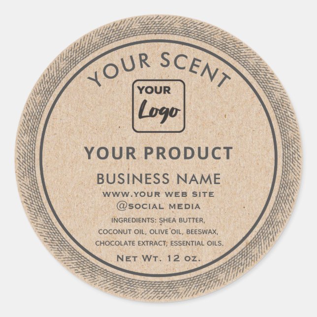 Kraft vintage Custom logo product label (Front)
