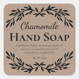 Kraft Vintage DIY Liquid Hand Soap Square Sticker