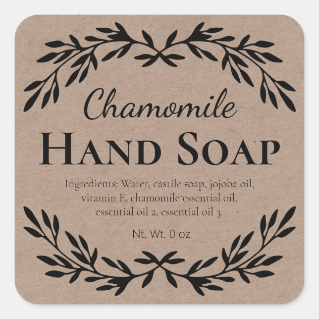 Kraft Vintage DIY Liquid Hand Soap Square Sticker (Front)