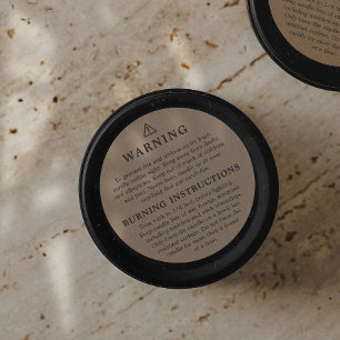 Kraft Warning Burning Instructions Candle Label