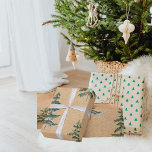 Kraft Watercolor Winter Pine Green Tree Christmas Wrapping Paper<br><div class="desc">Kraft Watercolor Winter Pine Green Tree Christmas</div>