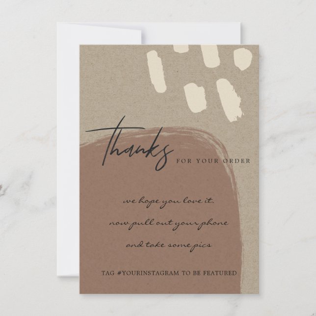 KRAFT WHITE BROWN ABSTRACT CORPORATE BUSINESS LOGO THANK YOU CARD (Front)