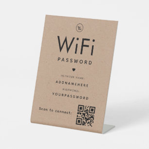 Kraft WiFi Password Code Business Logo QR Code Pedestal Sign