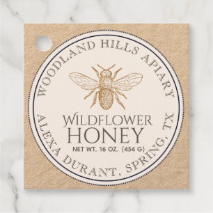 Kraft Wildflower Honey Hangtag with French Bee Favour Tags