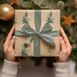 Kraft Winter Pine Green Watercolor Tree Wrapping Paper<br><div class="desc">Kraft Winter Pine Green Watercolor Tree</div>