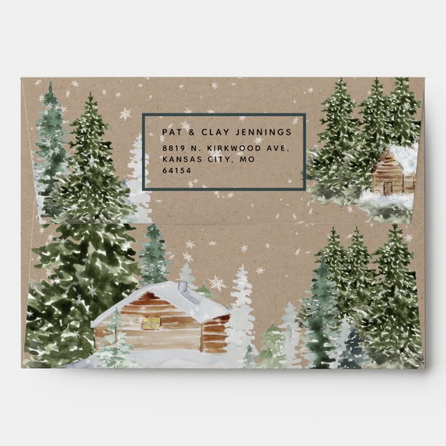 Kraft Winter Woodland Log Enveloppe Cabine Holiday (Dos (Haut rabat))