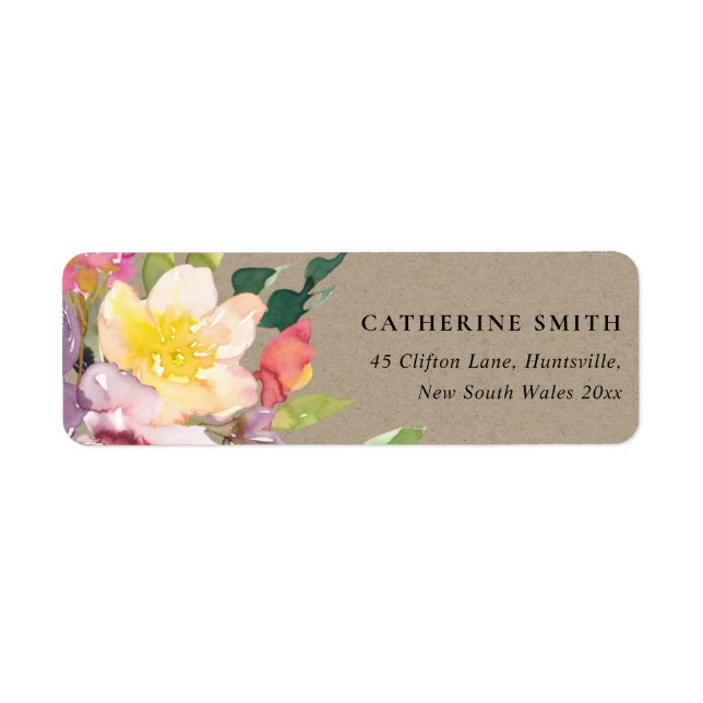 KRAFT YELLOW BLUSH BURGUNDY FLORAL BUNCH ADDRESS (Front)