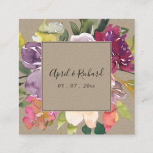 KRAFT YELLOW BLUSH BURGUNDY FLORAL WEDDING WEBSITE SQUARE BUSINESS CARD