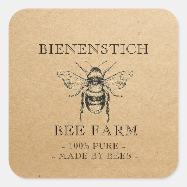 Kraft Your Name Editable Beekeeping Honey Sticker (Front)