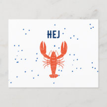 Kräftskiva Hej Hello Swedish Greeting Postcard