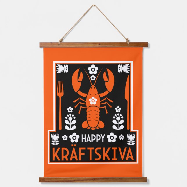Kräftskiva - Swedish Crayfish Party Hanging Tapestry (Front)